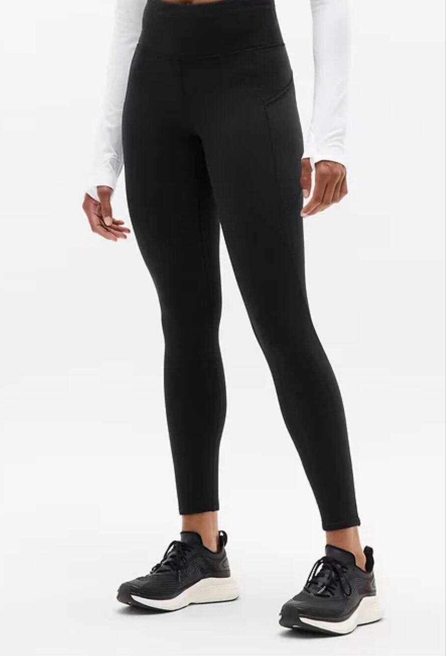 Athleta Altitude Edge Stash Tight Black Fleece Lined Womens Size L/Tall 469516